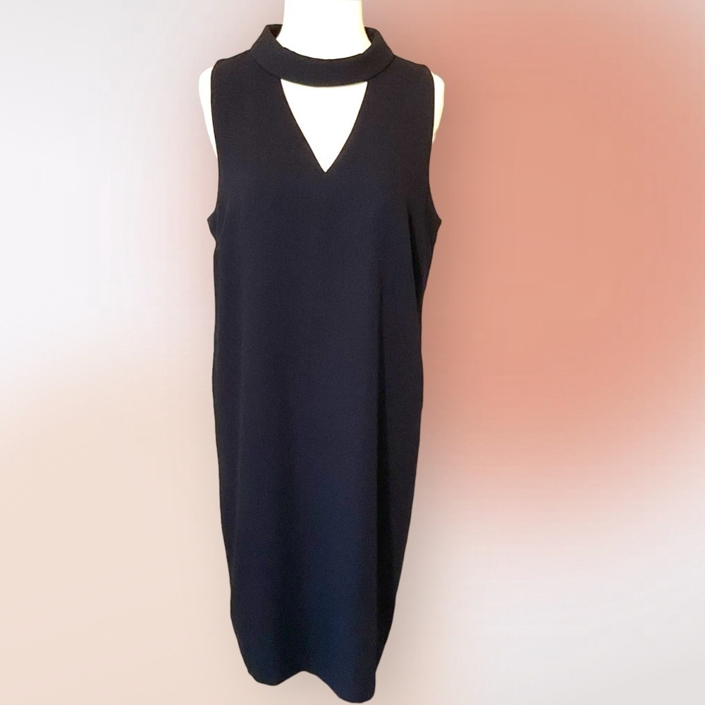 Chico’s Dark Navy Blue Mock Neck Sleeveless Sheath Dress Size 1.5 Reg Med - Picture 3 of 12